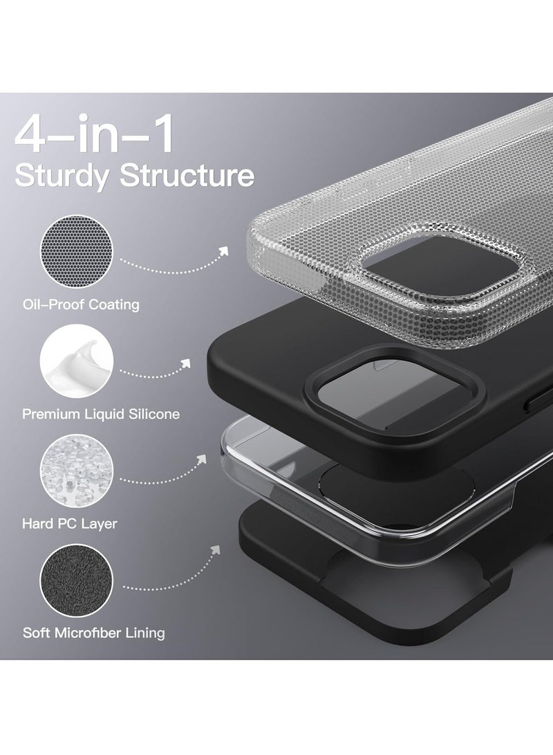 دوسالا جراب iPhone 13 Pro، جراب هاتف من السيليكون السائل لهاتف iPhone 13 Pro مقاس 6.1 بوصة، غطاء واقٍ ناعم حريري ملون (أسود) - Image 5