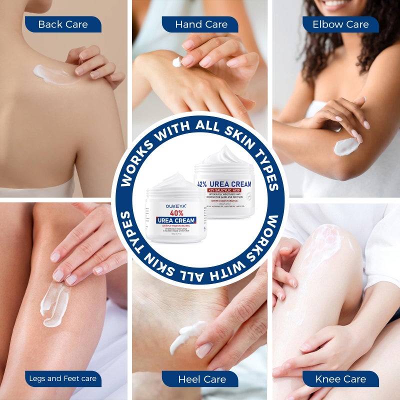 OUKEYA 42% plus Salicylic Acid 2% with 40 percent Urea Cream 40 percent Intensive Repair Treatment for Cracked Skin on Hands, Heels, Elbows, Relief for Dry FeetEnhanced Pump Dispenser Packaging 2 Pack - Image 4
