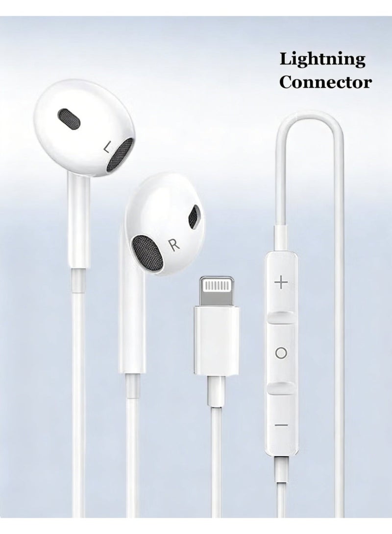 ILMR Lightning Wired Earbuds, White EarPods/Earphone, iPhone Headphones Built-in Microphone & Volume Control, Noise Reduction, Headsets Compatible with Apple - Image 1