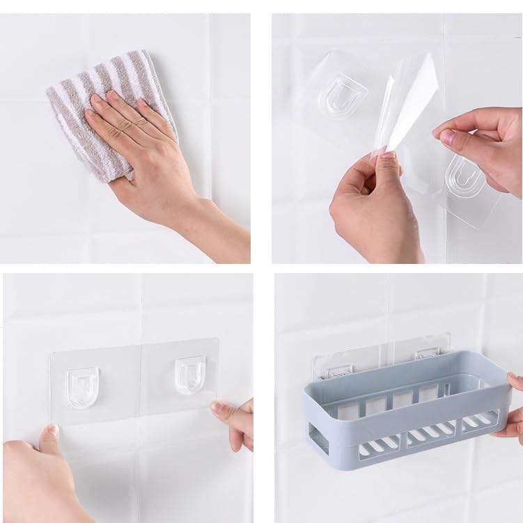 KARTUNBOX Plastic Wall-Mounted Bathroom Shelf Organiser, Multicolor, 2 Pcs and Rack for Home and Kitchen, Self Adhesive Sticker Support Without Drilling - Image 4