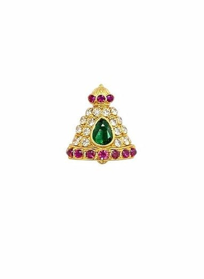 PADMAVATHI ENTERPRISES Traditional Gold Crown with Green & Pink Stones | Small Temple Jewelry | 3.5 cm Height x 3 cm Width - 1"y-4 multi - Image 1