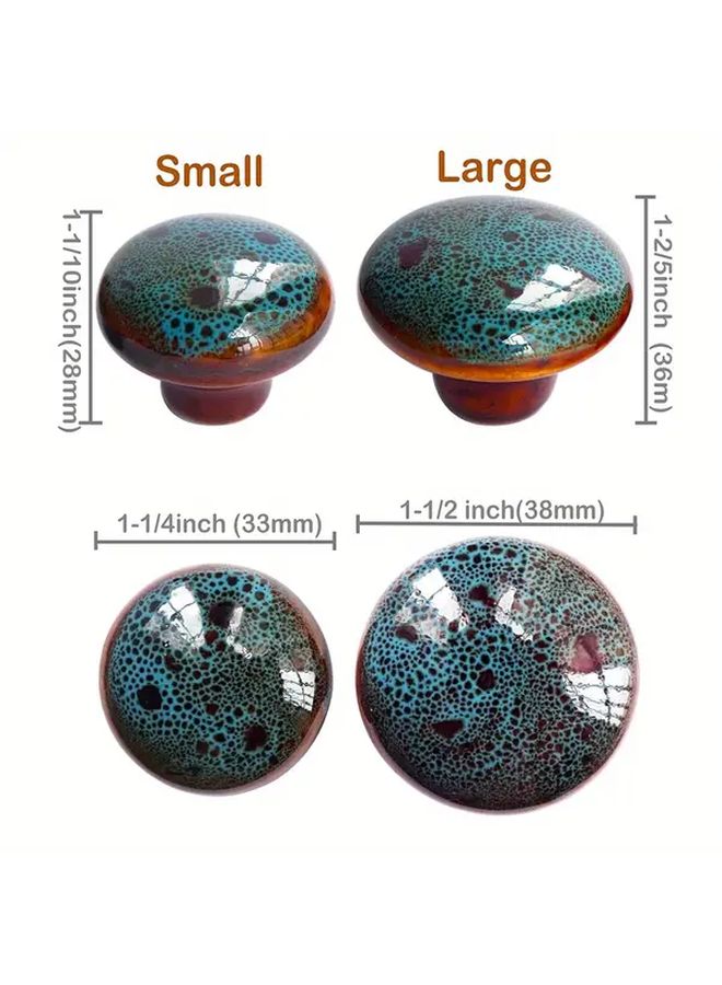 4Pcs Glazed Ceramic Round Cabinet Knobs 33Mm Vintage Blue Drawer Pulls Home Decor - Image 2