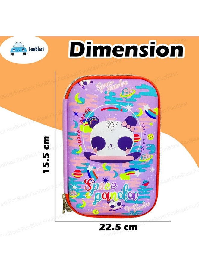 FunBlast Pencil Pouch for Kids - Multi-Purpose Zipper Pencil Case, Pencil Box for Boys, Pen & Pencil Pouch Bag, Stationary Organizer for Kids, 3D Hardtop Eva Canvas Pencil Case (Panda) - Image 2