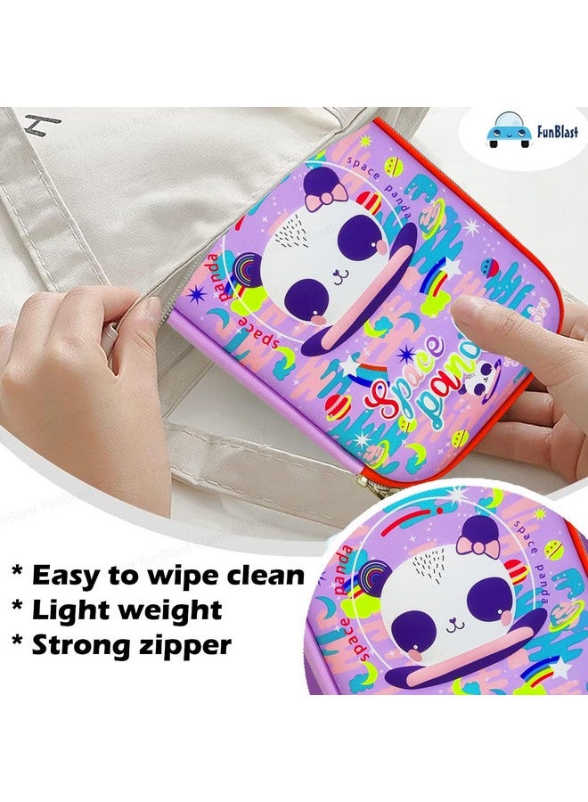 FunBlast Pencil Pouch for Kids - Multi-Purpose Zipper Pencil Case, Pencil Box for Boys, Pen & Pencil Pouch Bag, Stationary Organizer for Kids, 3D Hardtop Eva Canvas Pencil Case (Panda) - Image 3