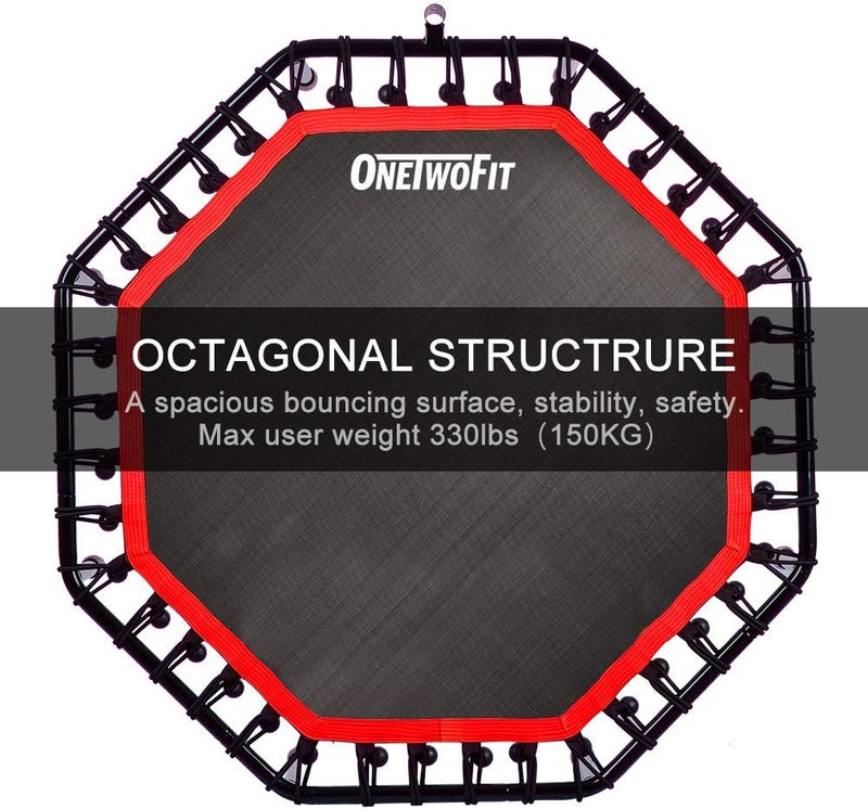 ون تو فيت 'ONETWOFIT 51 بوصة ترامبولين صامت مع مقبض قابل للتعديل، ترامبولين لياقة بدنية مع حبال مطاطية للقفز، تدريب قلبي للكبار...' - Image 3