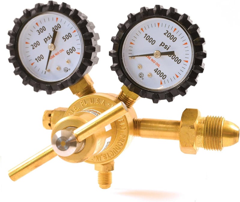 UNIWELD RHP400 Nitrogen Regulator with 0-400 PSI Delivery Pressure, CGA580 Inlet Connection and 1/4-Inch Male Flare Outlet Connection - Image 1