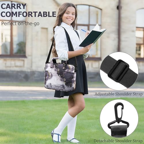 JIANYA Tablet Sleeve Bag Marble Tablet Carrying Bag with Shoulder Strap, 10-12.5 Inch, Purple - Image 2