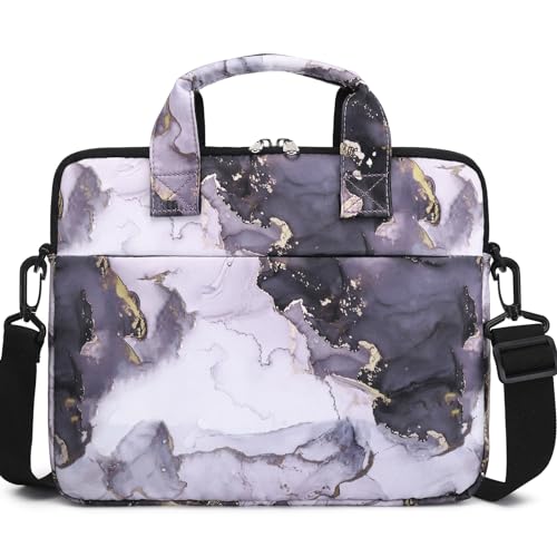 JIANYA Tablet Sleeve Bag Marble Tablet Carrying Bag with Shoulder Strap, 10-12.5 Inch, Purple - Image 1