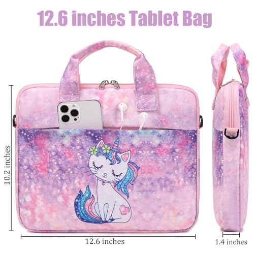 JIANYA Tablet Sleeve Bag Marble Tablet Carrying Bag with Shoulder Strap, 10-12.5 Inch, Purple - Image 4