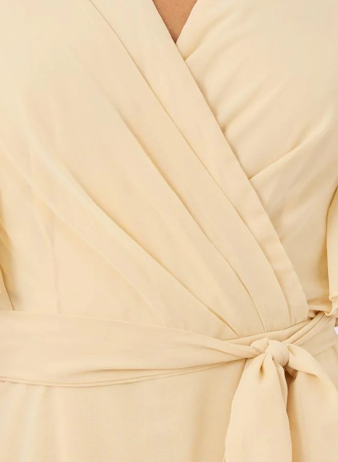 Styli Styli Ruffled Sleeve V-Neck Wide Leg Jumpsuit
