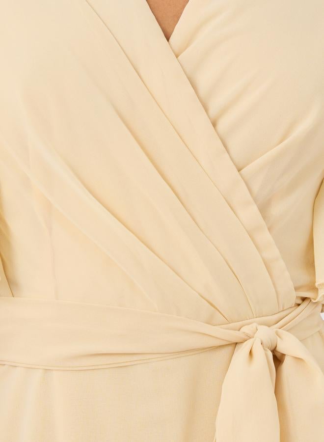 Styli Styli Ruffled Sleeve V-Neck Wide Leg Jumpsuit  - Image 3