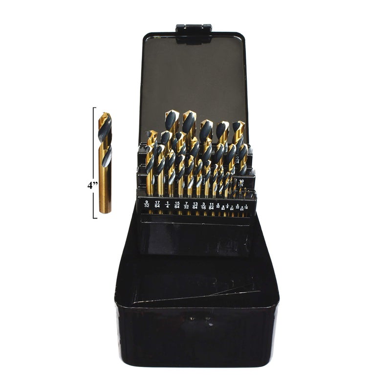 vector tools 29PC Stubby Industrial Black & Gold Drill Bit Set 135 Degree Split Point - Image 1