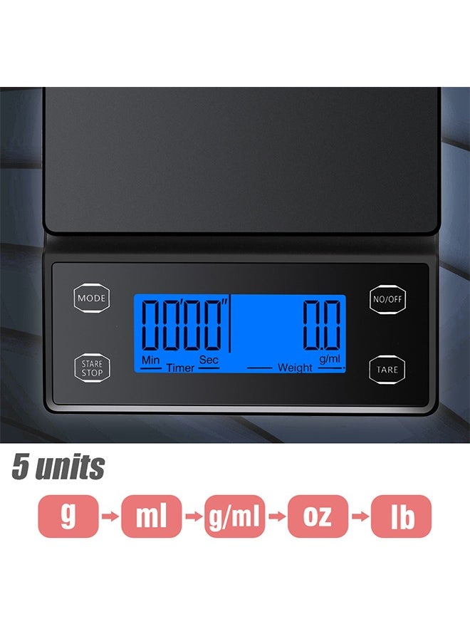 MITOYO - Digital Coffee Scale - LCD Electronic Kitchen Scale - Food Scale - USB Rechargeable - 5kg/0.1g - Image 1