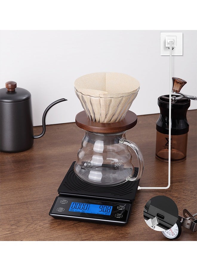MITOYO - Digital Coffee Scale - LCD Electronic Kitchen Scale - Food Scale - USB Rechargeable - 5kg/0.1g - Image 1