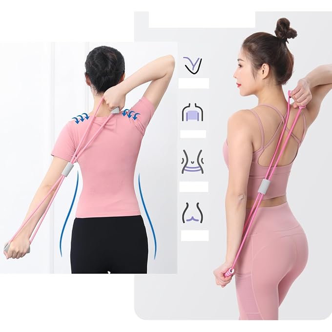ROARCRAFT Figure 8 Exercise Band Chest Stretcher Resistance Exercise Band With Comfortable Handles - Belt Elastic Rope Back Trainer Rubber Band - Shoulder And Neck Stretching Home Fitness Equipment, - Image 5