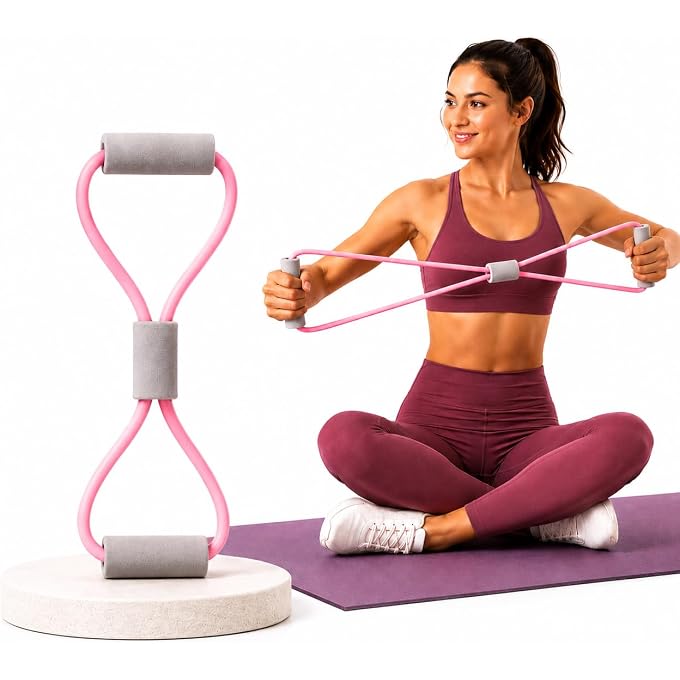 ROARCRAFT Figure 8 Exercise Band Chest Stretcher Resistance Exercise Band With Comfortable Handles - Belt Elastic Rope Back Trainer Rubber Band - Shoulder And Neck Stretching Home Fitness Equipment, - Image 4