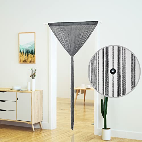 YaoYue Beaded Curtain Door String Curtains for Doorway Tassels Beads Hanging Fringe Hippie Room Divider Window Hallway Entrance Wall Closet Bedroom Privacy Decor (39×79in/100×200cm, Grey) - Image 2