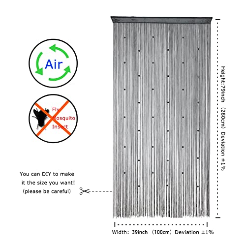 YaoYue Beaded Curtain Door String Curtains for Doorway Tassels Beads Hanging Fringe Hippie Room Divider Window Hallway Entrance Wall Closet Bedroom Privacy Decor (39×79in/100×200cm, Grey) - Image 4
