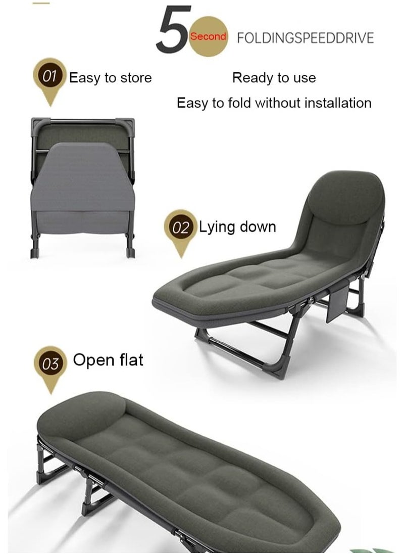 DubaiGallery - Folding Bed Cot With Mattress, Portable Lounge Chair Adjustable Recliner, Foldable Sleeping Cot Chair For Poolside Backyard And Beach - Image 1