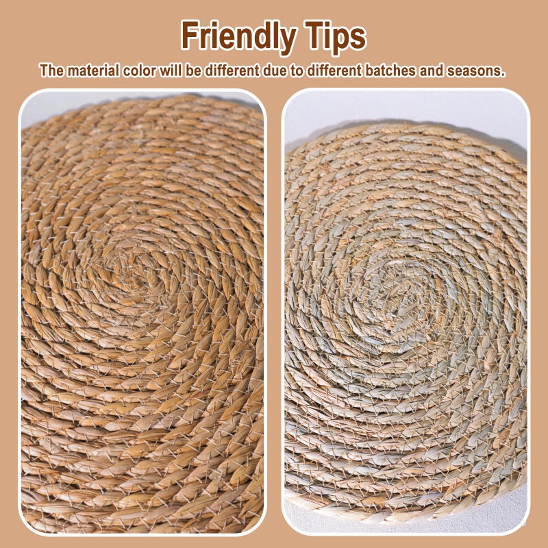 Dimpola Round Woven Placemats 12 inch Set of 10 - Boho Rattan Placemats Natural Water Hyacinth Placemat, Farmhouse Weave Place Mats, Rustic Braided Wicker Table Mats for Dining Table,Home,Wedding - Image 5