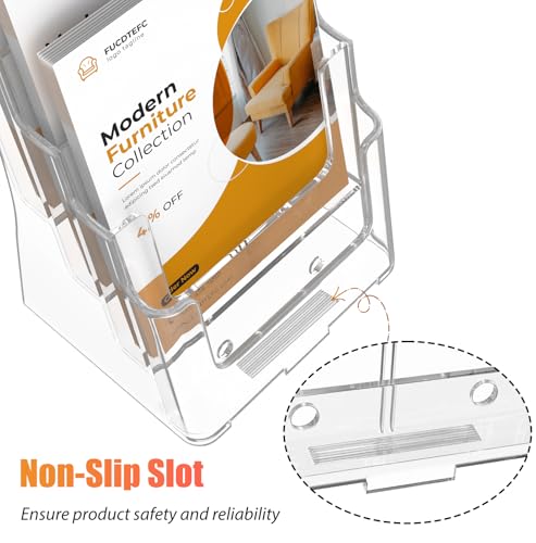 FUCDTEFC Acrylic Brochure Holder 8.5x11 & 4 x9 Inches, Clear 4 Tier Magazine Holder Brochure Display Stand w Removable Divider, Literature Pamphlet Flyer Holder for Wall Mount or Countertop - Image 4