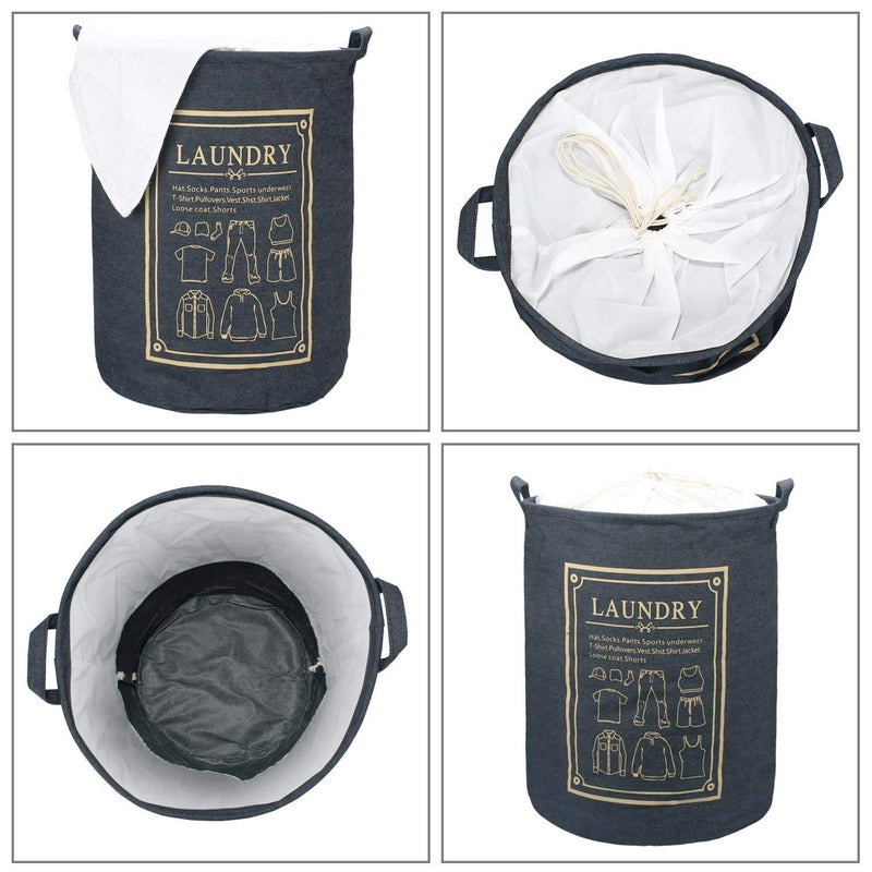 Styleys Folding Laundry Bag for Clothes 63 Litres with Laundry basket with Drawstring Closure S11051 Jeans Blue - Image 2