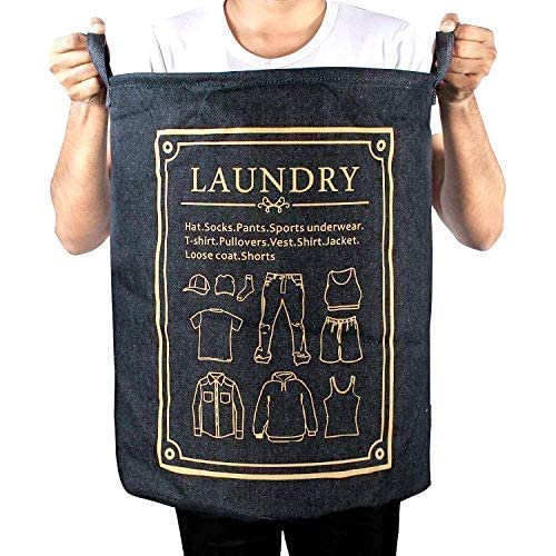 Styleys Folding Laundry Bag for Clothes 63 Litres with Laundry basket with Drawstring Closure S11051 Jeans Blue - Image 5