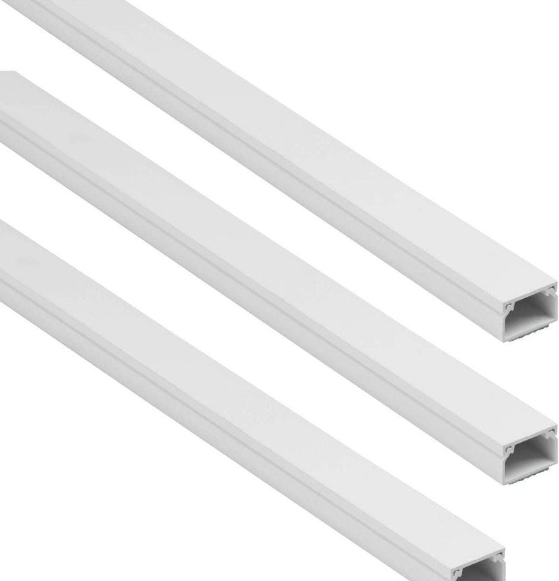 Royal Apex 90cm Square Cable Box Self Adhesive PVC Trunking White Wall Cord Cover Cable Concealer On-Wall Wire Cover Paintable Cable Management Raceway to Hide Wires - Pack of 3 (25x16MM) - Image 1