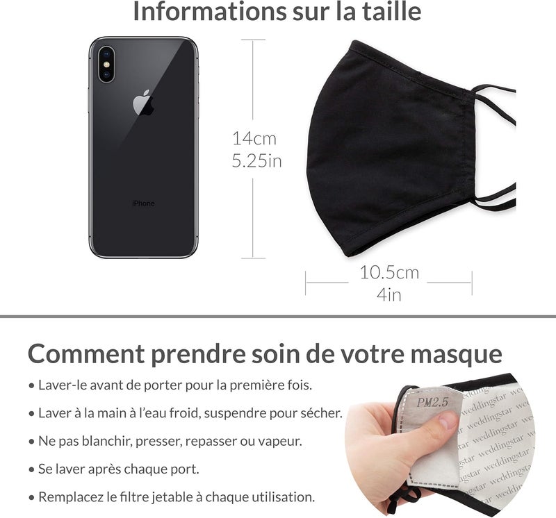 WeddingStar قناع وجه قماش قابل للغسل للأطفال 3 طبقات قابل لإعادة الاستخدام وقابل للتعديل مع جيب فلتر - Image 5