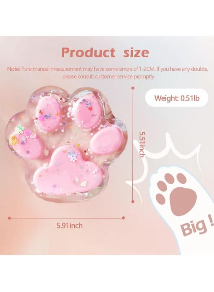 Tita Tapa Giant Squishy Toy for Kids and Adults, Big Squishy Stress Relief Furry Cat Toy, Super Soft Fidget Toys (Clear Pink) - Image 1