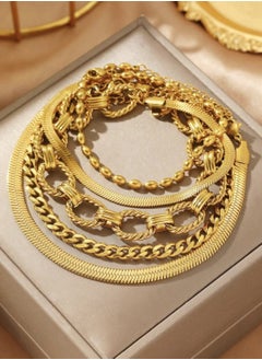 YUCCA 5pcs Multilayer Stainless Steel Bracelet Set for Women, Simple and Elegant Hip Hop Style, Suitable for Festival and Special Party Wear  - Image 2