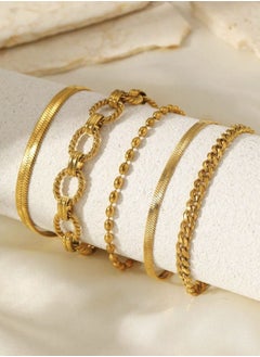 YUCCA 5pcs Multilayer Stainless Steel Bracelet Set for Women, Simple and Elegant Hip Hop Style, Suitable for Festival and Special Party Wear  - Image 4