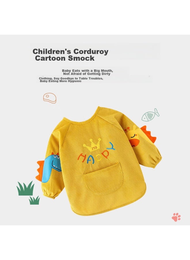 Aibaoshi Children's Smock, Autumn And Winter Baby Eating Bib, Reverse-wear Clothing, Infant Drawing Outfit, Dining Wear, Yellow Dinosaur, S415 - Image 2