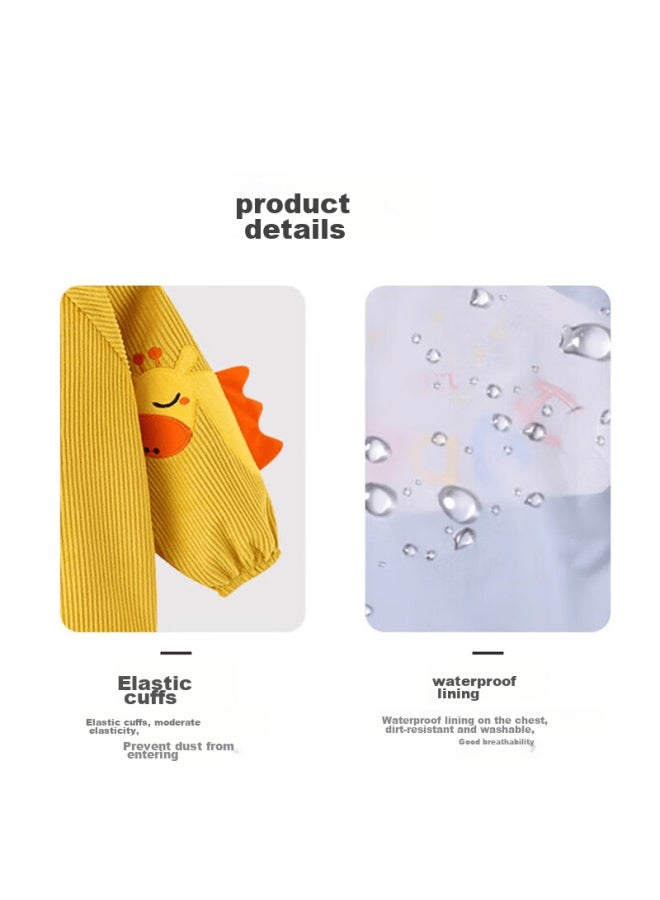 Aibaoshi Children's Smock, Autumn And Winter Baby Eating Bib, Reverse-wear Clothing, Infant Drawing Outfit, Dining Wear, Yellow Dinosaur, S415 - Image 5