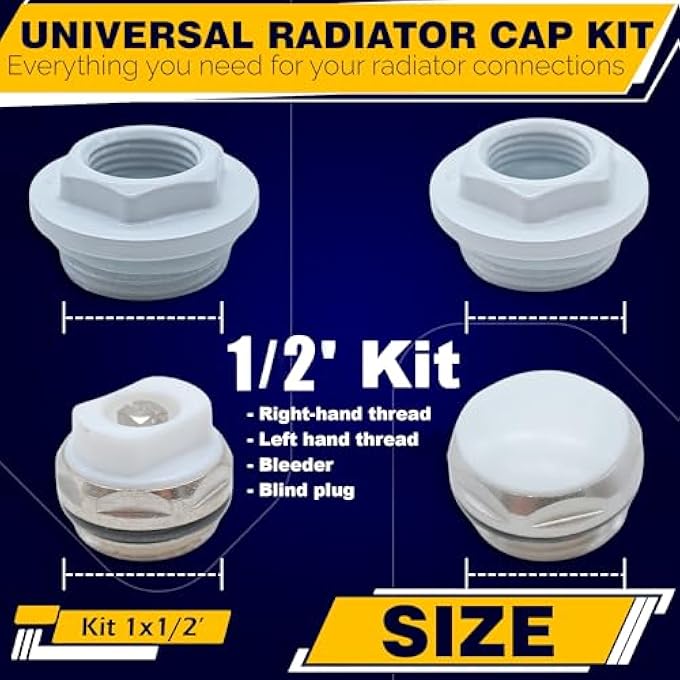 1X1/2 WHITE THREAD REDUCER KIT - UNIVERSAL RADIATOR BLEEDER - HEATER CAP - EASY INSTALLATION - RADIATOR BLEED VALVES - Image 3