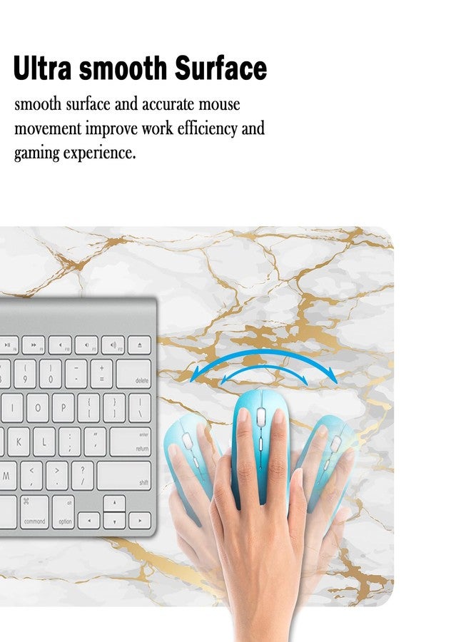 Mrcrypos Large Mouse Pad White Gold Marble Desk Mat for Desktop, Waterproof Desk Pad with Stitched Edges, Computer Keyboard Gaming Mouse Pads for Women Office Home 31.5" x 15.7" - Image 3