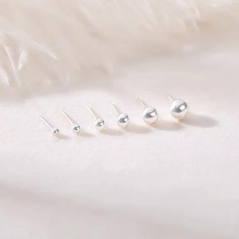 Obertis Small Silver Stud Earrings for Women: Hypoallergenic Sterling Silver Round Ball Stud Earrings for Multiple Piercing 5 Pairs Cute Earrings Set 2mm 3mm 4mm 5mm 6mm - Image 4