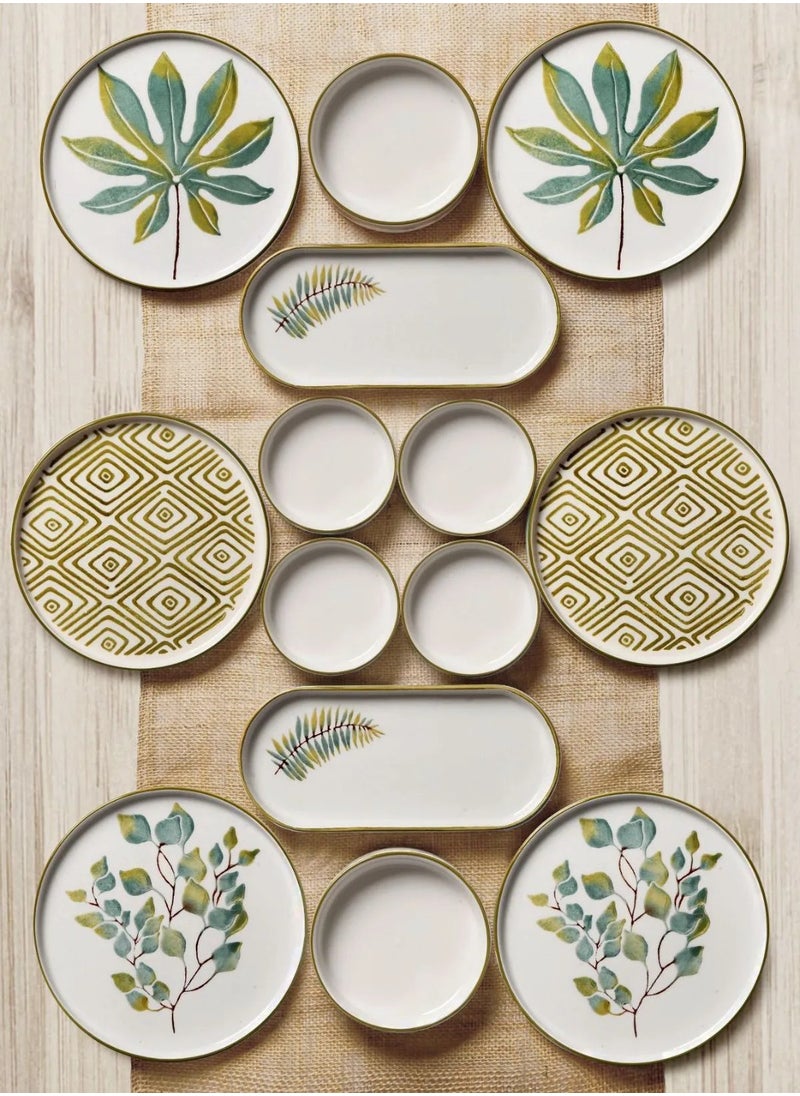 Kitchen Life طقم إفطار خزفي مكون من 14 قطعة لـ6 أشخاص بتصميم أوراق الخريف – متعدد الألوان  - Image 1