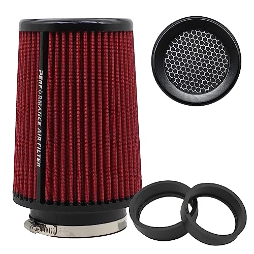 RIAYOOE 3 3.5 4 inch Cold Air Intake Filter 76mm 89mm 101mm Performance Cone Air Filters Universal for Racing Sport Car 3 Sizes in 1, B-4in-Red (XH-UN078-101-RD) - Image 1