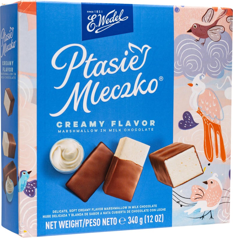 E. Wedel, Ptasie Mleczko Candy Box, Polish Bird's Milk Creamy Marshmallow in Milk Chocolate, 340g/12oz - Image 1