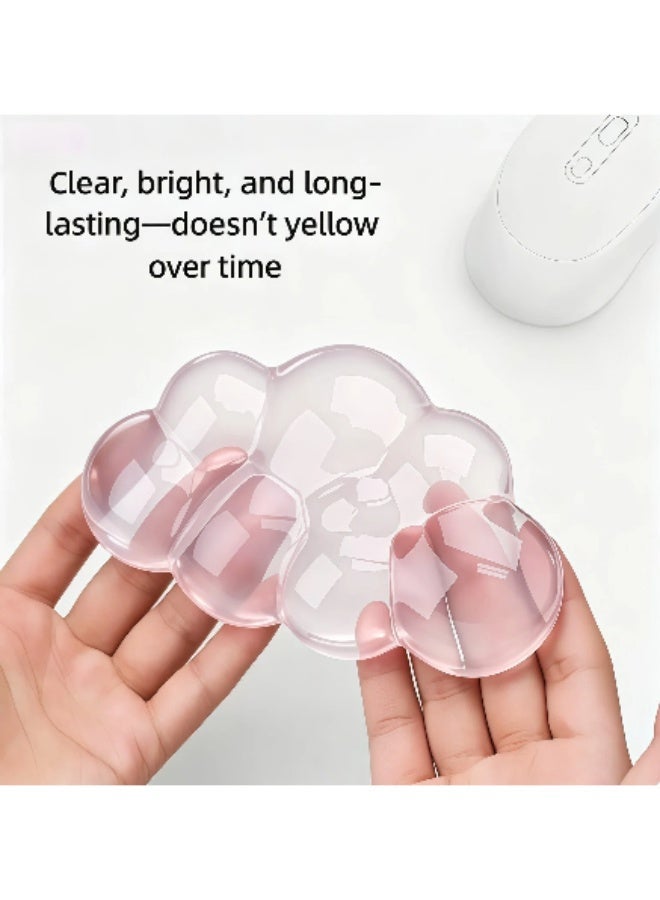 مجموعة مساند المعصم «Gradient Bubble Cloud» المكونة من قطعتين، وسادة معصم شفافة من السيليكون المبرد للوحة المفاتيح ودعم معصم الماوس، مسند راحة اليد المكتبي المريح والمقاوم للانزلاق، وسادة معصم مقاومة للماء والزيت وسهلة التنظيف للاستخدام في المكتب والألعاب وأجهزة الكمبيوتر المحمولة وأجهزة الكمبيوتر المكتبية - Image 2