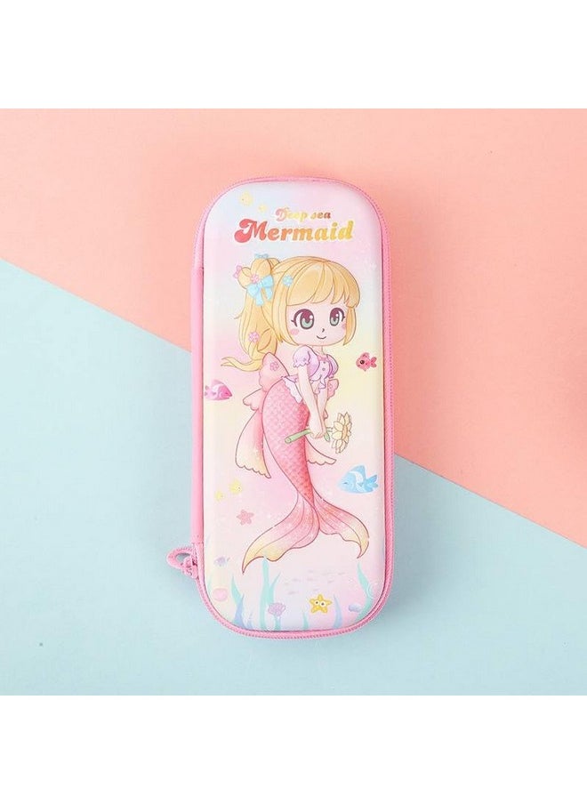 DD RETAILS - DD RETAILS 3D Cover EVA Pencil Case || Large Capacity Pencil Pouch for Boys & Girls || Cartoon Design Pencil Box/Case/Pouch for School (Print May Very) (Pack of 1) (Mermaid) - Image 1