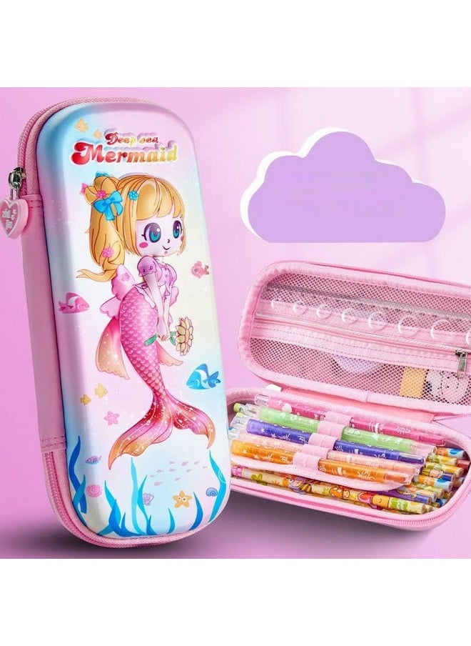 DD RETAILS - DD RETAILS 3D Cover EVA Pencil Case || Large Capacity Pencil Pouch for Boys & Girls || Cartoon Design Pencil Box/Case/Pouch for School (Print May Very) (Pack of 1) (Mermaid) - Image 1