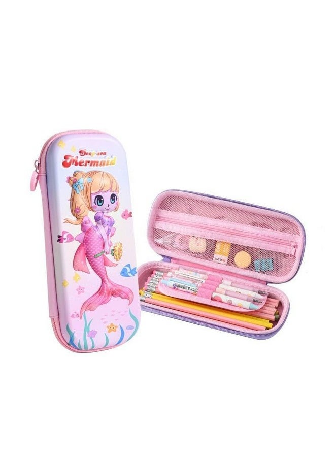 DD RETAILS - DD RETAILS 3D Cover EVA Pencil Case || Large Capacity Pencil Pouch for Boys & Girls || Cartoon Design Pencil Box/Case/Pouch for School (Print May Very) (Pack of 1) (Mermaid) - Image 1