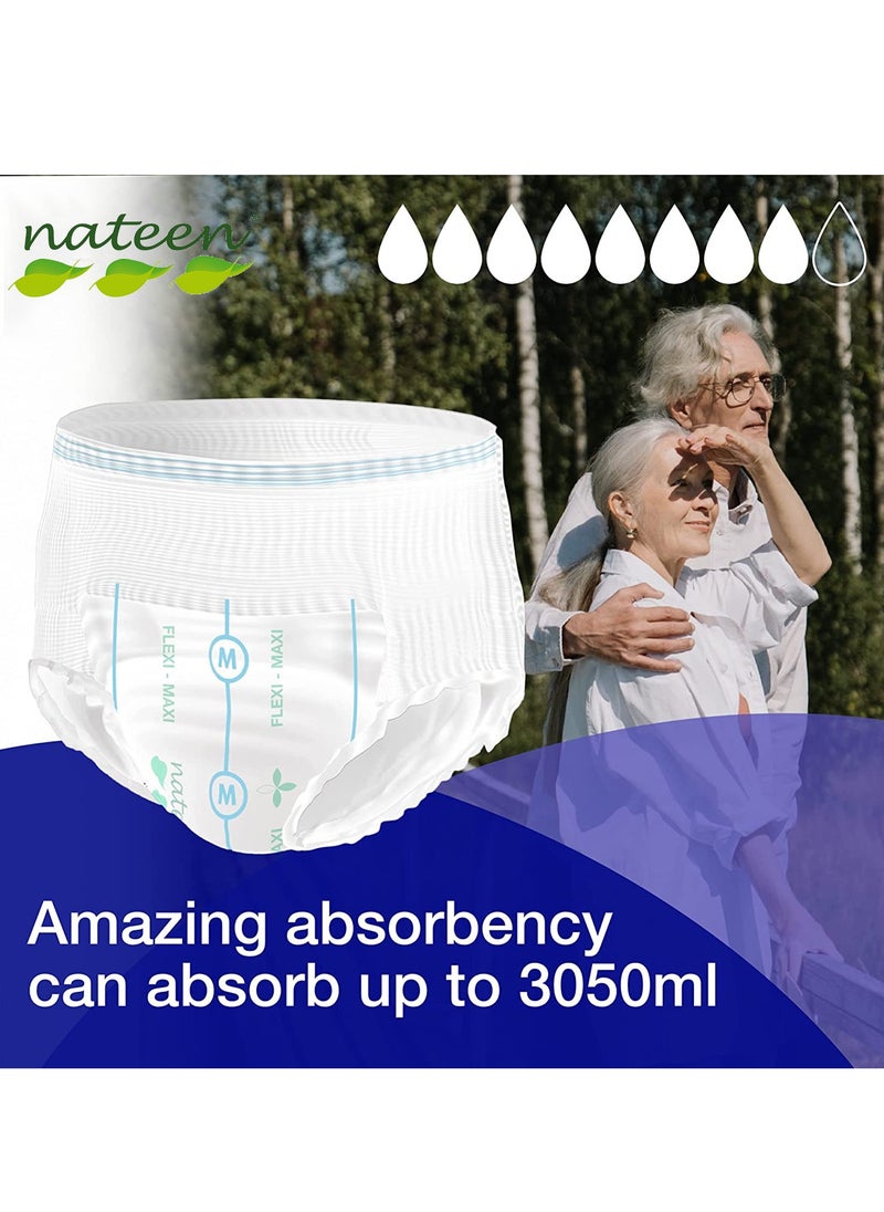 nateen Flexi Maxi Adult Diapers Pants,Incontinence Night Time Pull Up,Medium,Waist Size 90-110cm,80 Count Adult Pull Ups,Superior Comfort,Excellent Combination of Protection. (80 Count)  - Image 3