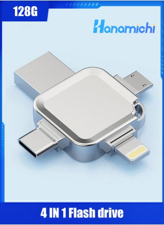 محرك أقراص فلاش USB USB 3.0 سعة 128 جيجابايت، ذاكرة فلاش 4 في 1 متعددة الأغراض من النوع C، للتخزين الخارجي، للهواتف الذكية التي تعمل بنظام Android، وiPhone، وiPad، وMacBook، والكمبيوتر المحمول، باللون الفضي - pzsku/Z10F7F7A1A0104BE4CE14Z/45/1745573930/11b3f447-e6f7-4d59-98ff-8b594dd83e8f