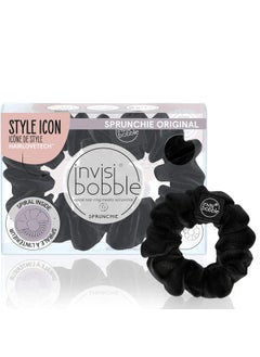 invisibobble invisibobble Sprunchie Spiral Hair Ring - True Black- 2 Pack - Scrunchie Stylish Bracelet, Strong Elastic Grip Coil Accessories for Women - Gentle for Girls Teens and Thick Hair 