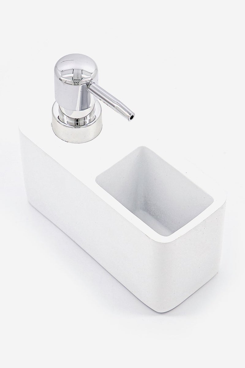 Muy Mucho Soap Dispenser With Scourer, White and Silver  - Image 4