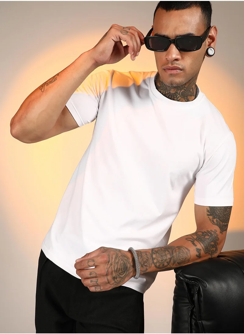 Campus Sutra Men's Chalk White Solid Basic T-Shirt