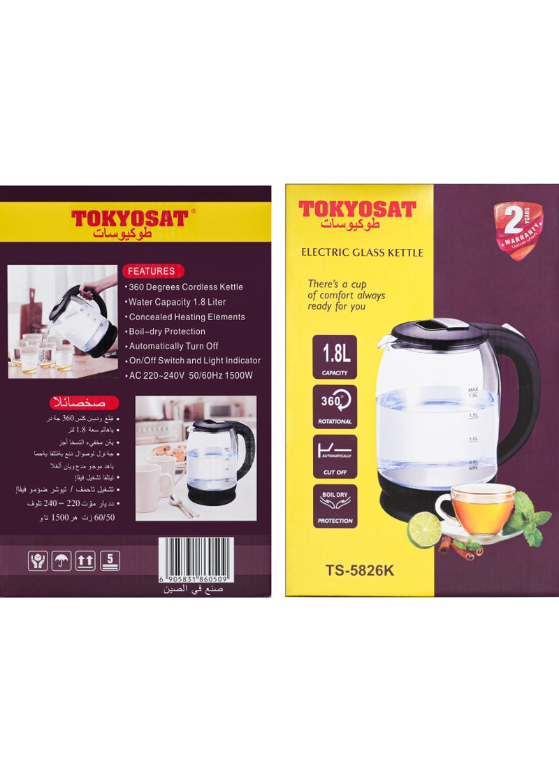 Tokyosat TOKYOSAT ELECTRIC GLASS KETTLE , 1.8 L  - Image 2